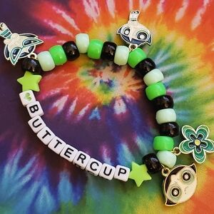 Handmade Beaded Powerpuff Girls Buttercup Kandi Bracelet